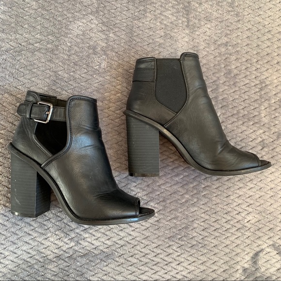 Black Peep Toe Ankle Booties - Picture 2 of 13